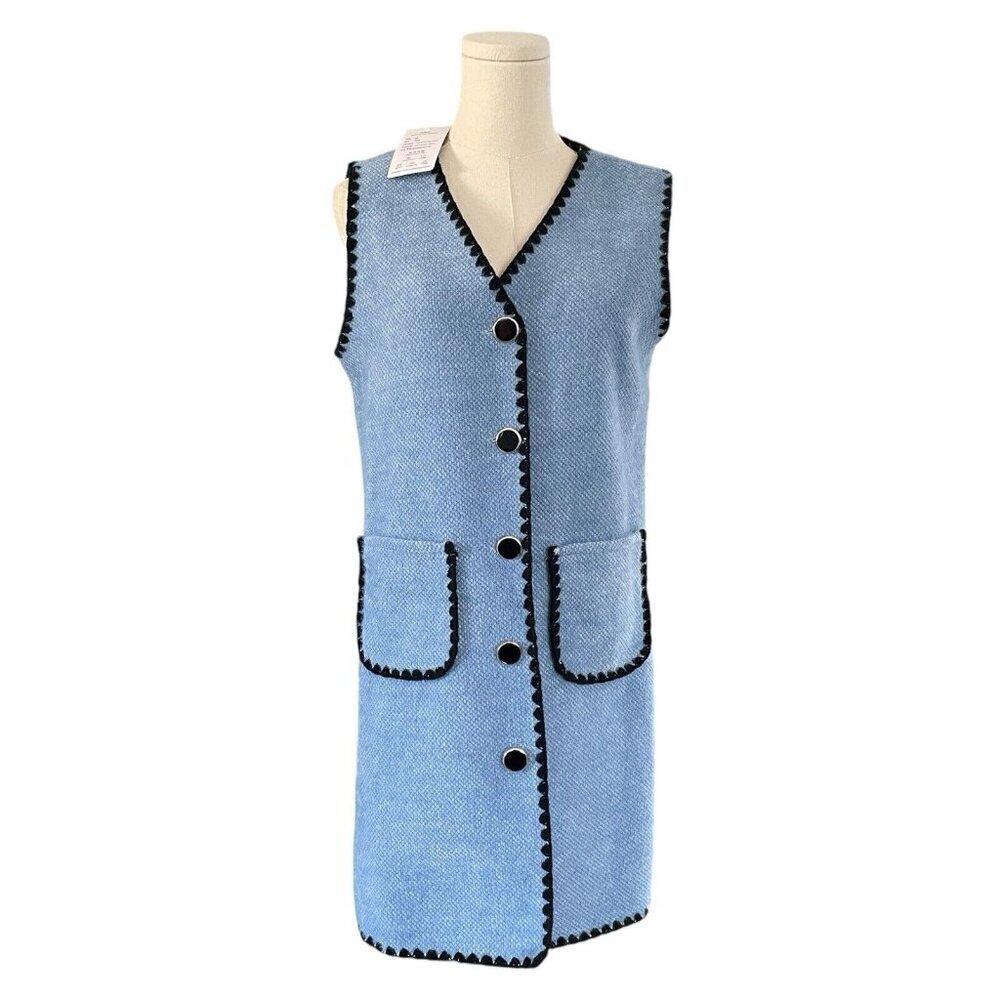 NWT Old Money Sweater Vest Dress Womens Sz S Blue Button Preppy School Girl Twee